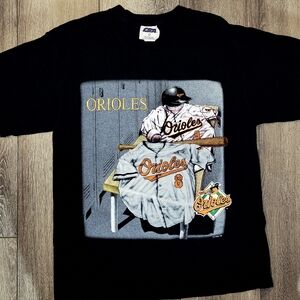 Vintage 90s Baltimore Orioles Embroidered MLB Graphic T-Shirt Black Size Large